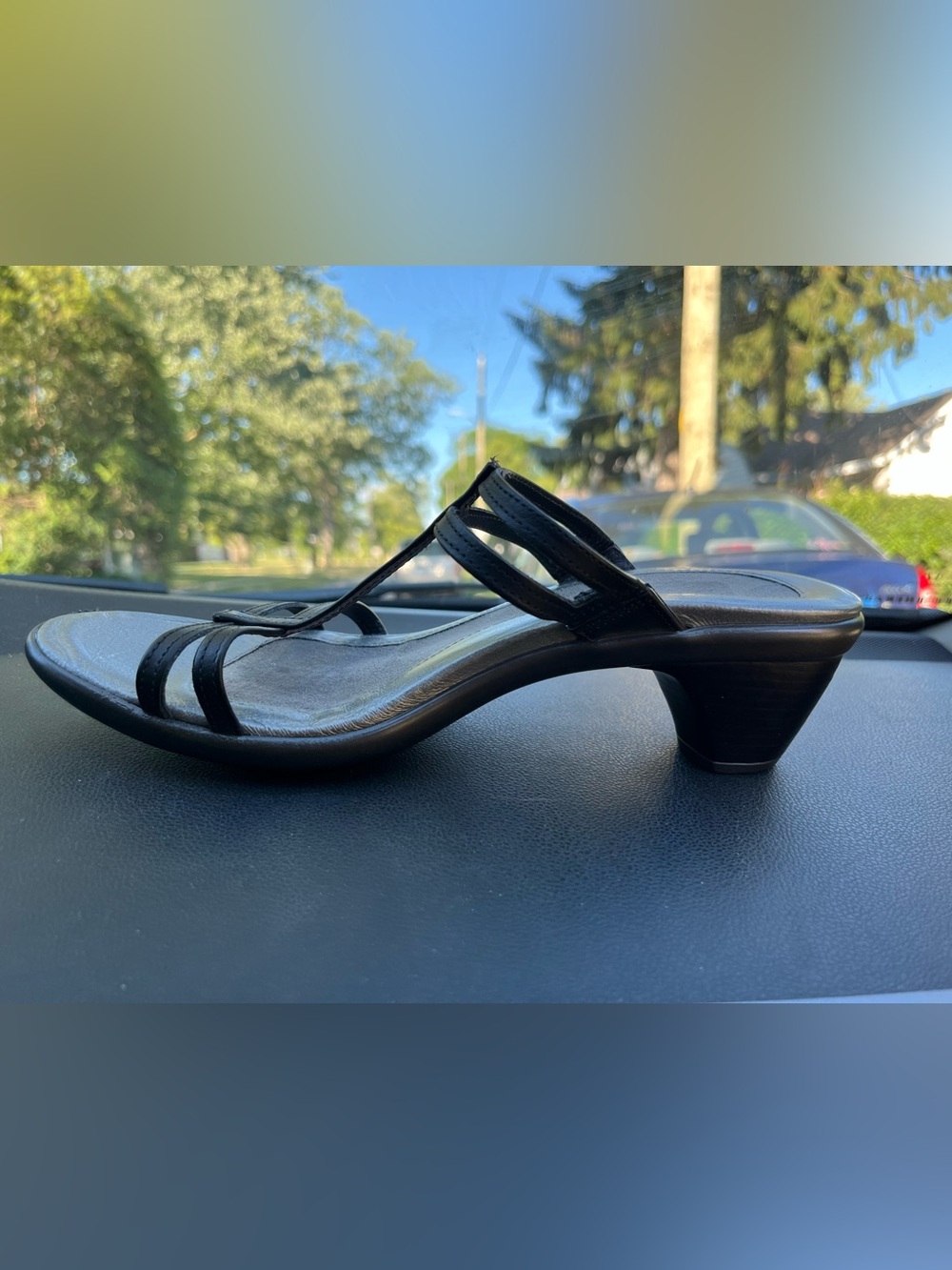Naot Loop Black Strappy Comfort Slide Heel
